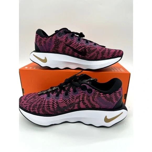 Women's NIKE MOTIVA Running Shoes - Black/Fireberry-Metallic Gold - Picture 2 of 12